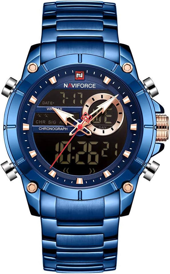 Analog Digital Watch Sports Quartz Multifunctional with Stopwatch Alarm LED Backlight