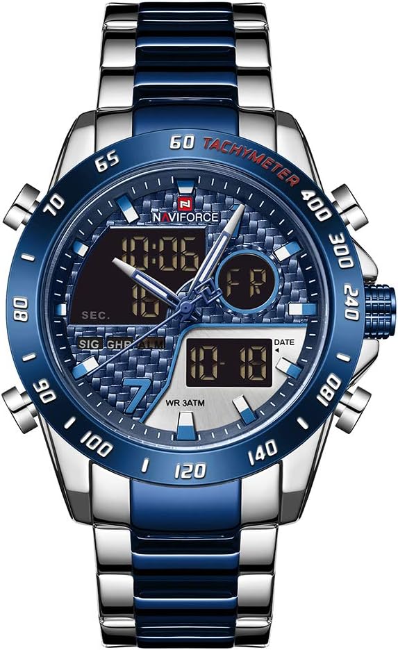 Mens Waterproof Sport Analog Digital Quartz Watch with Chronograph Dual Time Alarm SIG Snooze Function